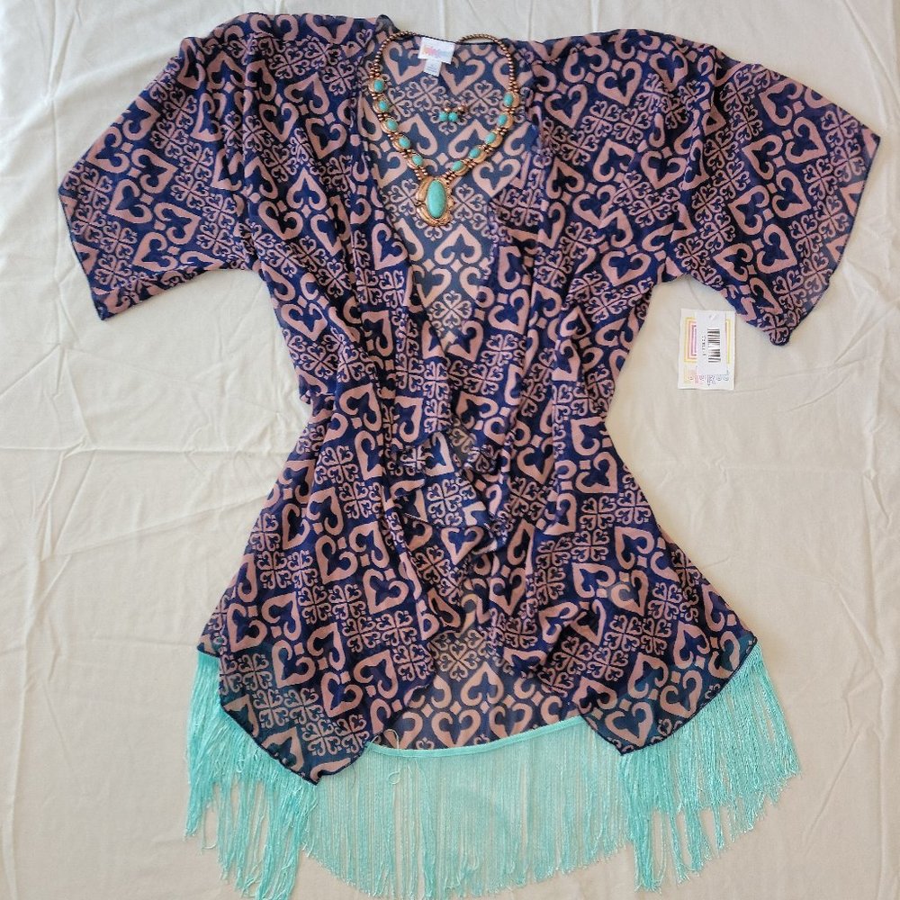 LuLaRoe Monroe Kimono with Fringe- Large